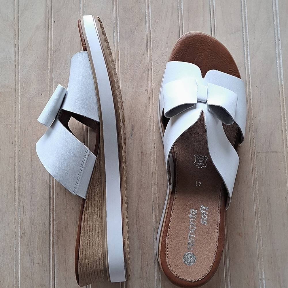 New Remonte Jerilyn Stylish Leather Bow Detail Plateform Slip-In Sandals Slides